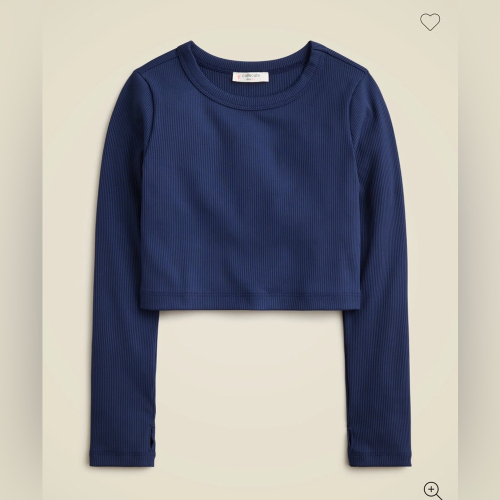 NWT! - J. CREW CREWCUTS Girls' active long-sleeve cropped top in stretchy rib
